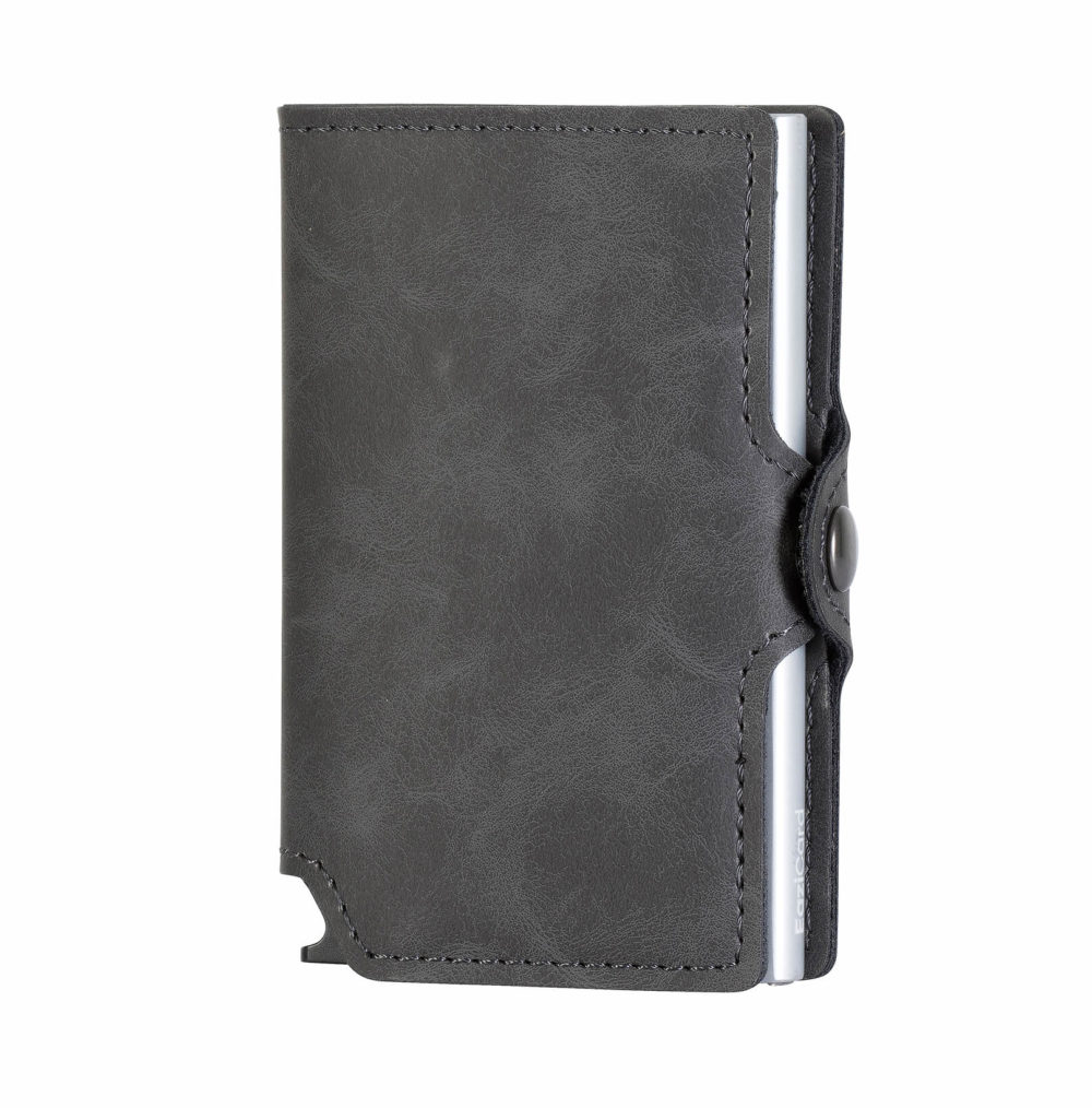 PU Leather Card Holder – Grey/Silver