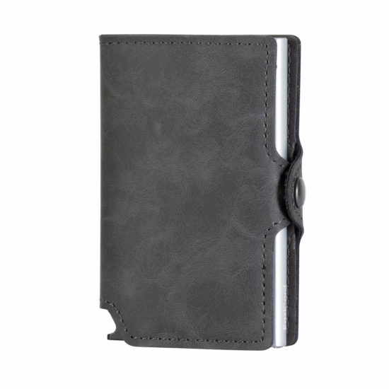 PU Leather Card Holder – Grey/Silver