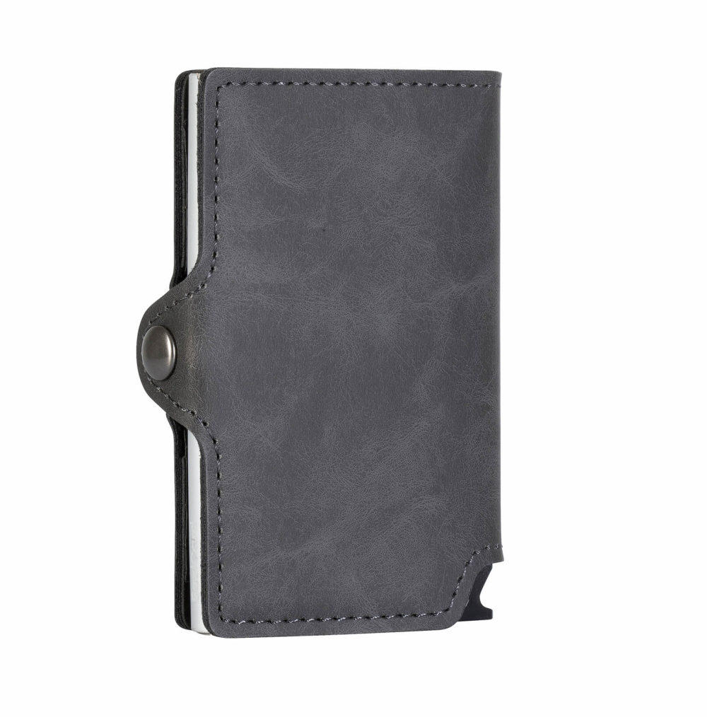 PU Leather Card Holder – Grey/Silver