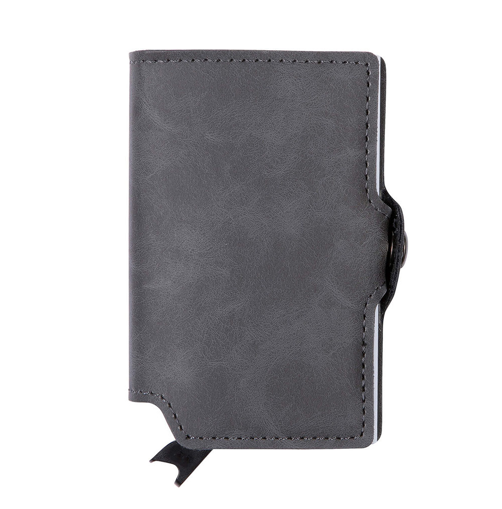 PU Leather Card Holder - Grey/Silver